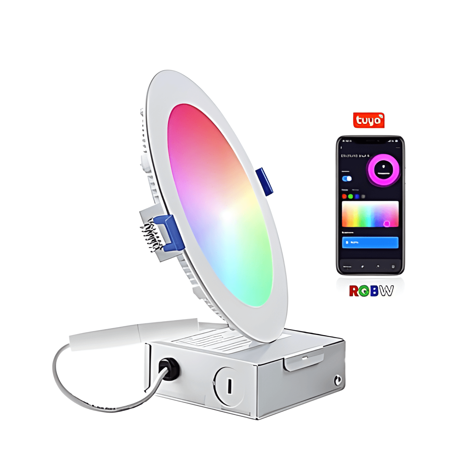 A-SDL6IN-12W-RGBW 6 inch smart RGBW LED panel light with Tuya Control System and 16 million color options