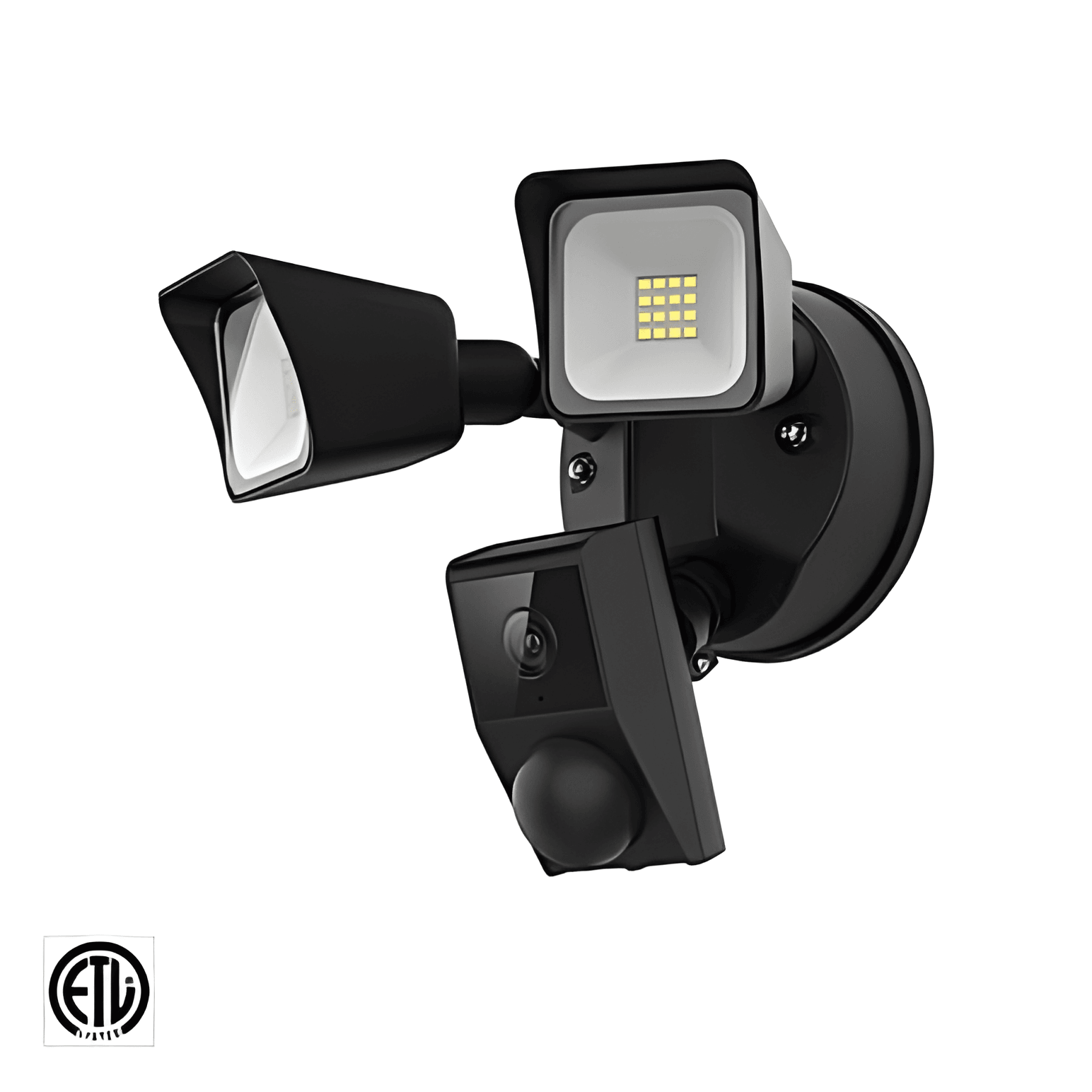A-SCM24W-NV-5700K security light camera full exterior view, featuring 3MP surveillance camera and 24W 5700K light module for outdoor home security