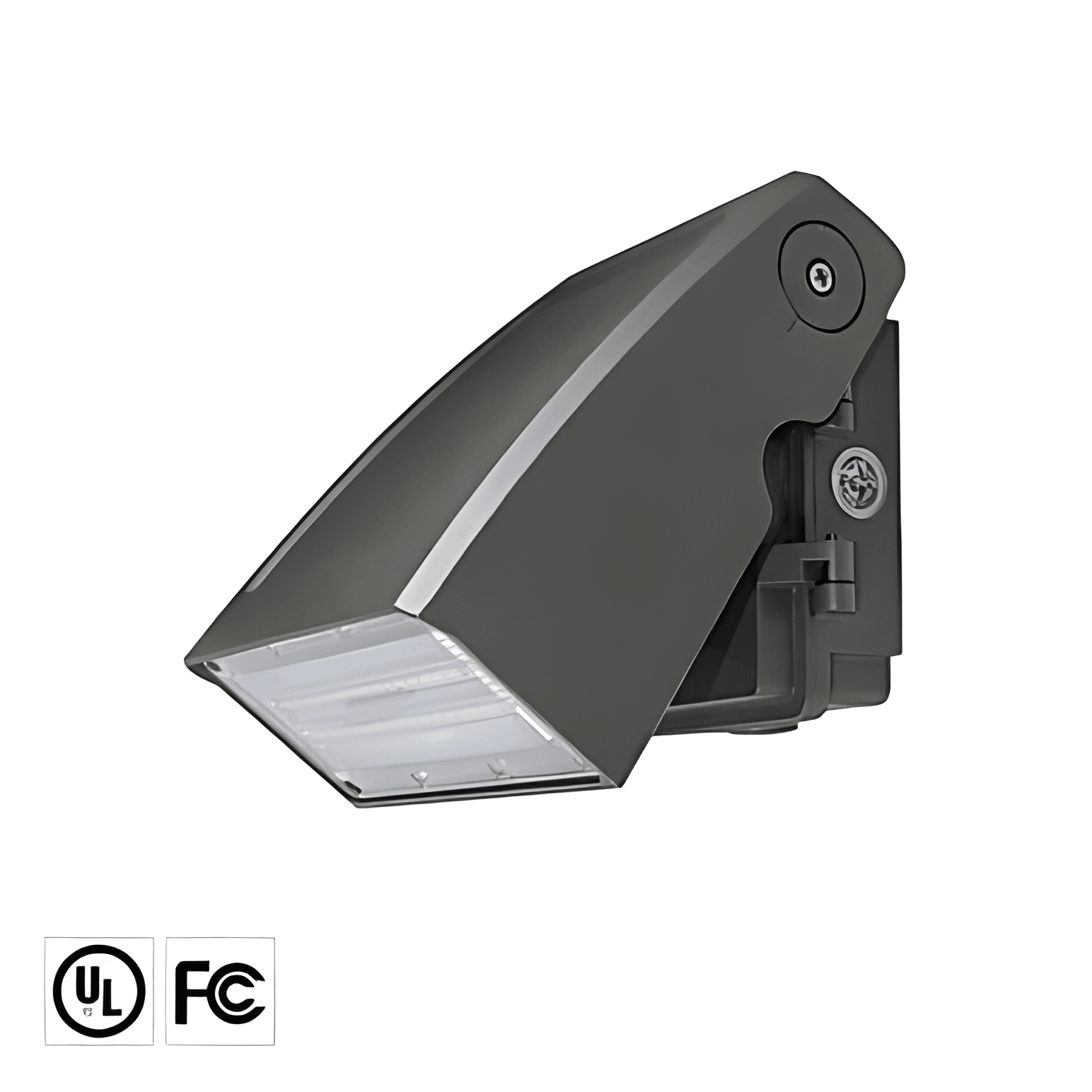 CCT Adjustable LED Wall Pack 40W/80W full product view, brown ADC12 construction, bracket fixed mounting for wet location installation