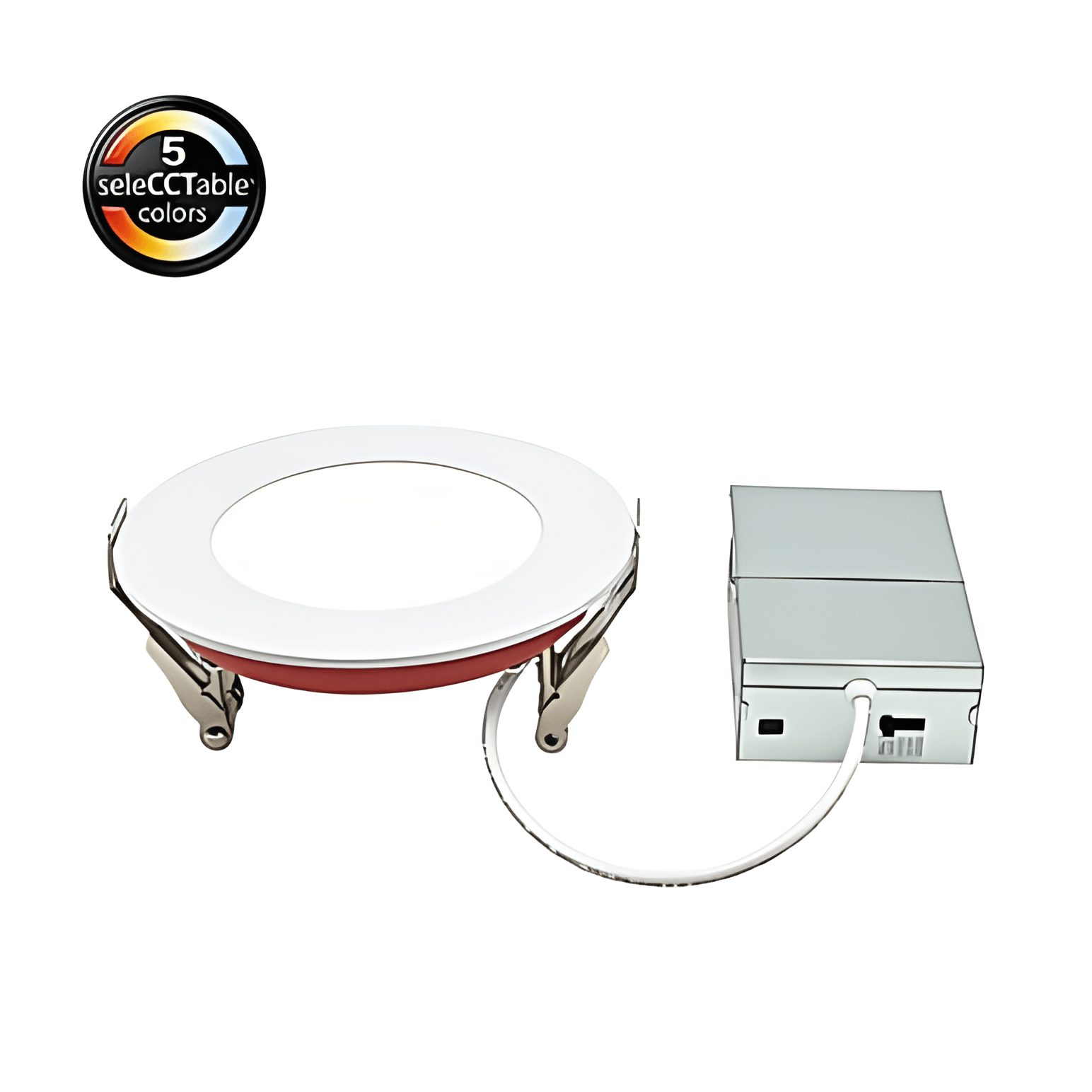 AAB TEC 4 and 6 inch fire rated LED downlight white finish, reinforced heat-resistant steel casing front view