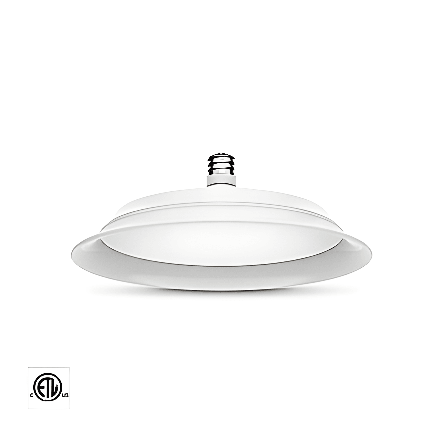 A-LB50W-NV-5K LED Low Bay Light front view showing white lens and metal housing, Ø380mm diameter industrial lighting fixture
