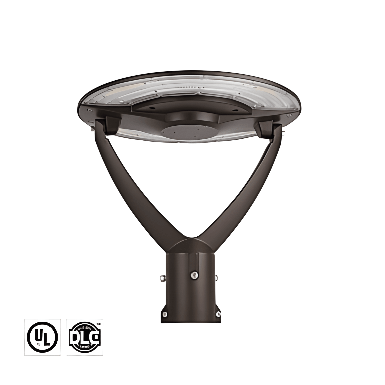 60–100W LED garden light with Type V 360-degree light distribution.