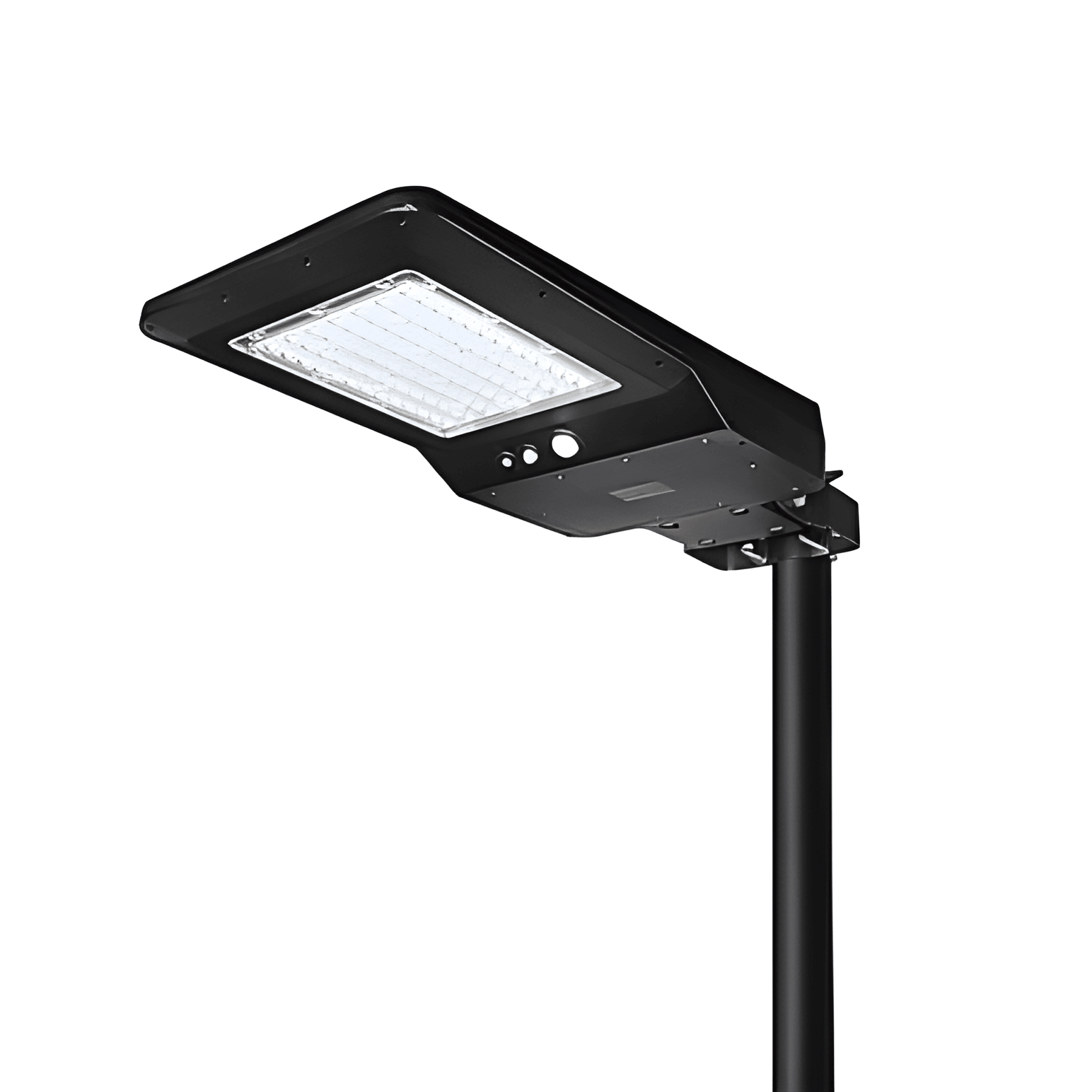 40W solar LED street light with slim modern patent design, black finish, ABS+PC and aluminum anti-UV housing for outdoor use