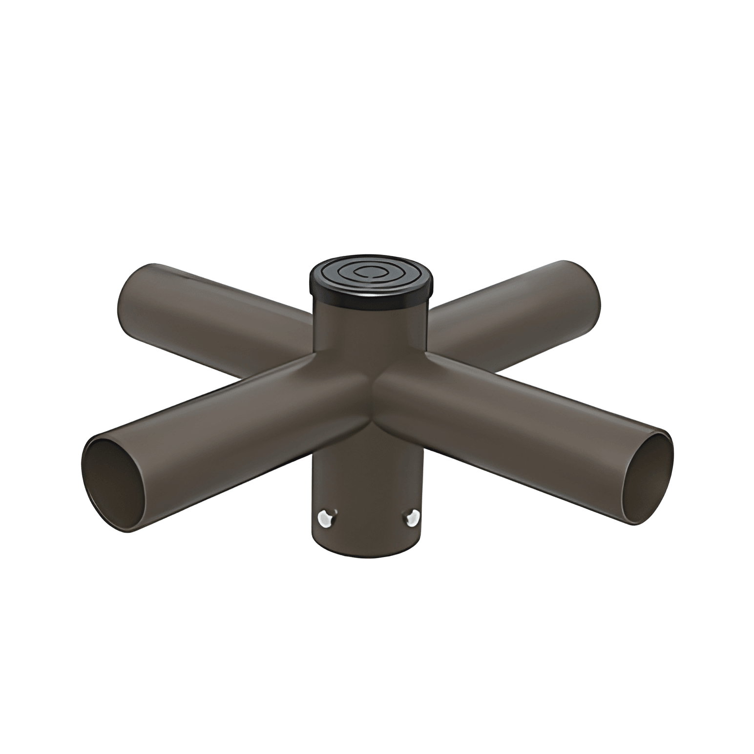 "A-B14-90D4R-BZ 4-Arm 90° Spoke Bracket, Bronze Finish – Front 3D View"